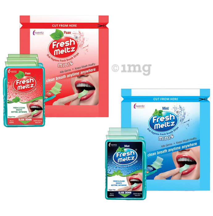 Freshmeltz Oral Hygiene Fresh Breath Strip Minis (10 Each) 6 Paan & 6 Mint Sugar Free