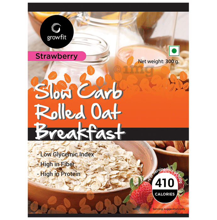 Growfit Slow Carb Rolled Oat Breakfast Cereal Strawberry
