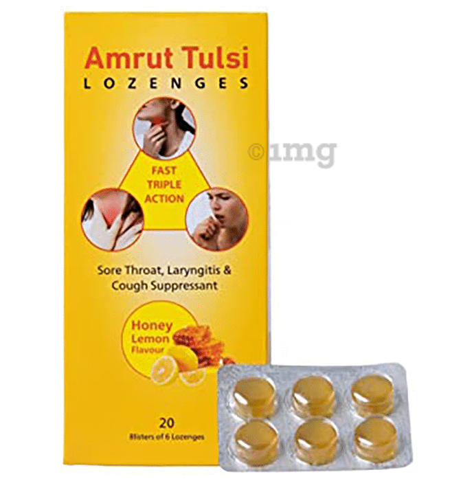 Amrut Tulsi Lozenges (6 Each) Honey Lemon