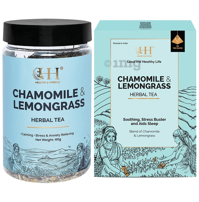Healthy & Hygiene Combo Pack of Chamomile & Lemongrass Herbal Tea 40gm & Chamomile & Lemongrass Herbal 20 Tea Bag (2gm Each)