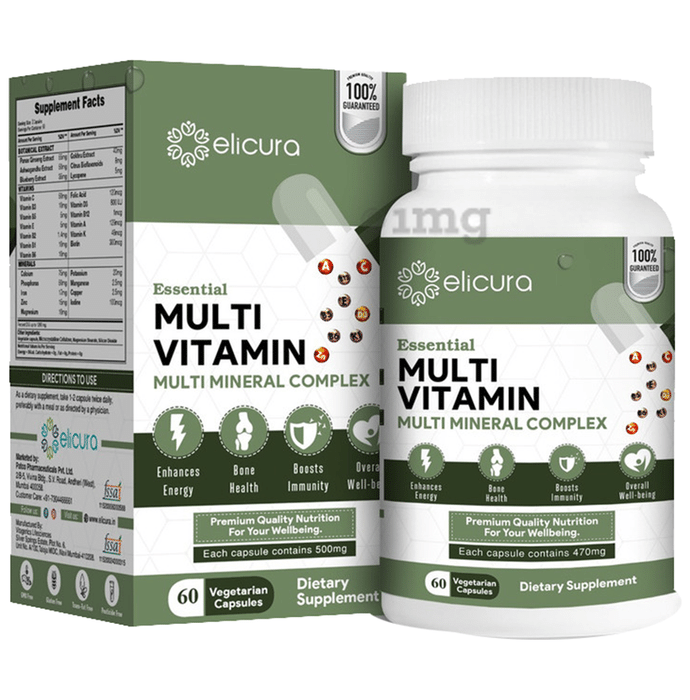 Elicura Essential Multi Vitamin Multi Mineral Complex Vegetarian Capsule