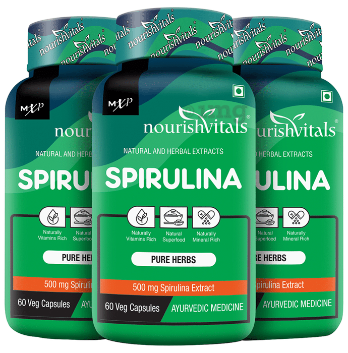 NourishVitals Spirulina 500mg Veg Capsule (60 Each)