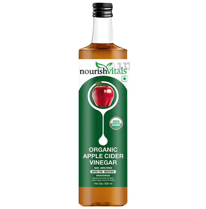 NourishVitals Organic Apple Cider Vinegar ACV with Mother Vinegar Acidity 5% | For Metabolism & Weight Loss