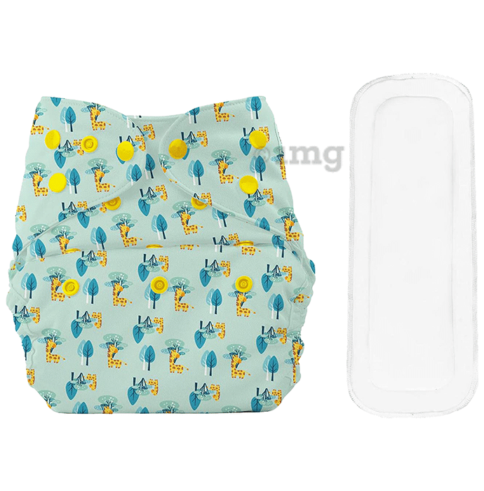 Bumberry Adjustable Reusable Cloth Diaper Cover With 1 Wet Free Insert Baby Giraffe