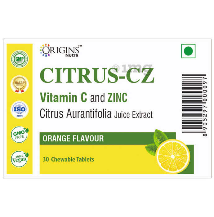 Origins Nutra Citrus-CZ Vitamin C and Zinc Citrus Aurantifolia Juice Extract Chewable Tablet Orange