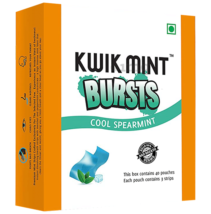 Kwik Mint Bursts Brusts Cool Spearmint Sugar Free