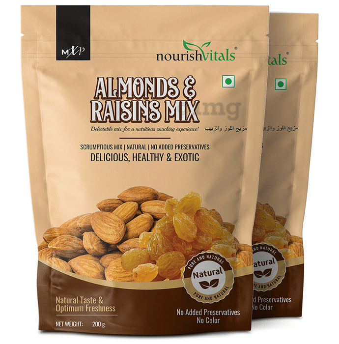 NourishVitals Almond & Raisins Mix (200gm Each)