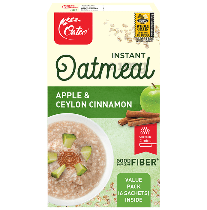 Oateo Instant Oatmeal (43gm Each) Apple & Ceylon Cinnamon