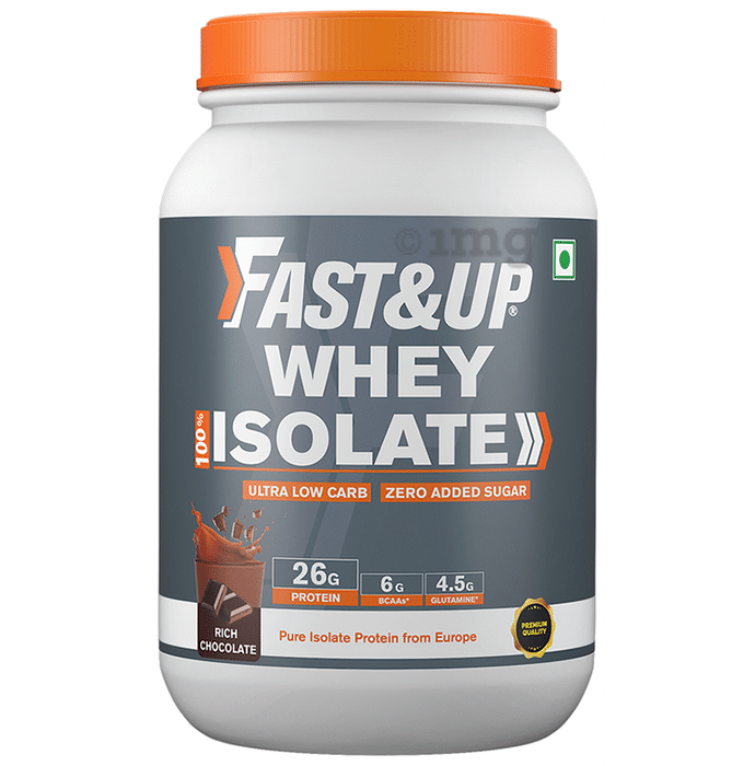Fast&Up 100% Whey Protein Isolate with BCAA & Glutamine | For Endurance & Muscle Recovery | Flavour Rich Chocolate