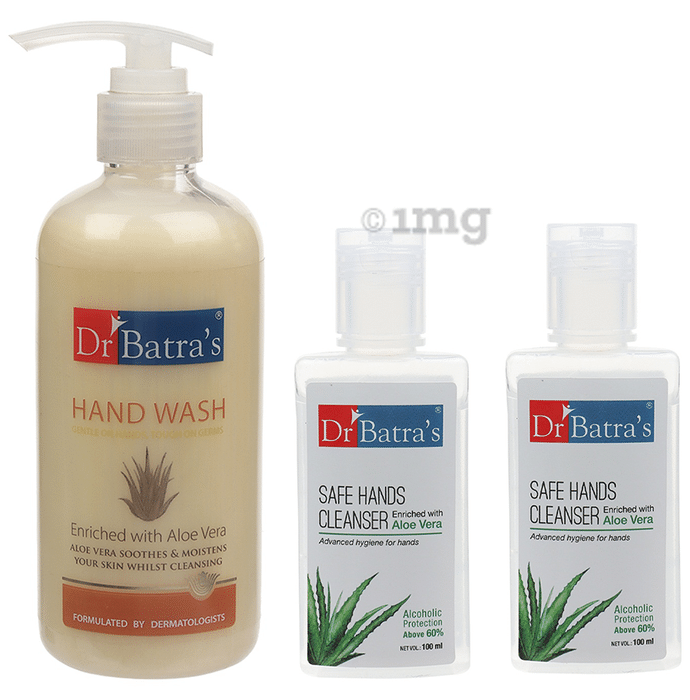Dr Batra's Combo Pack of Hand Wash 300ml and Safe Hands Cleanser (2*100ml)