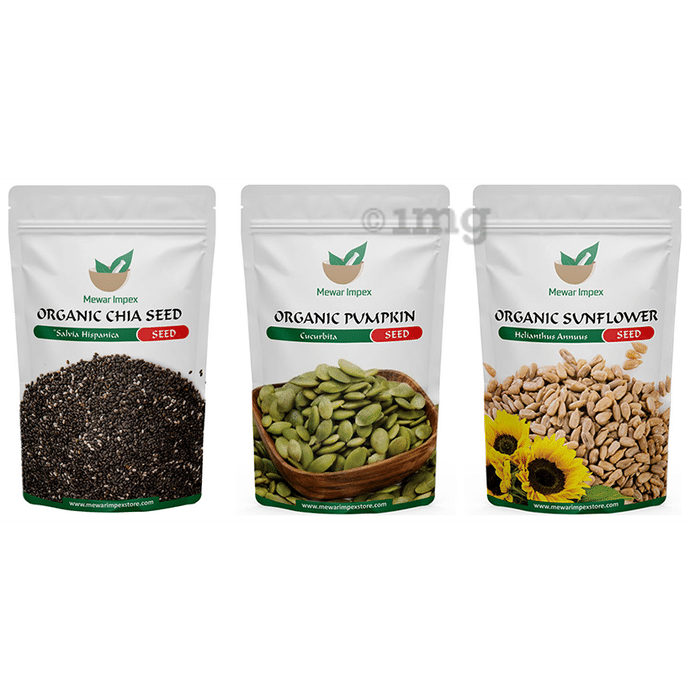 Mewar Impex Combo Pack of Organic Chia Seed, Organic Sunflower Seed & Organic Pumpkin Seed (100gm Each)