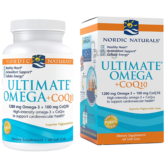 Nordic Naturals Ultimate Omega 3 1280mg + CoQ10 100mg  Soft Gels Supports Cardiovascular Health