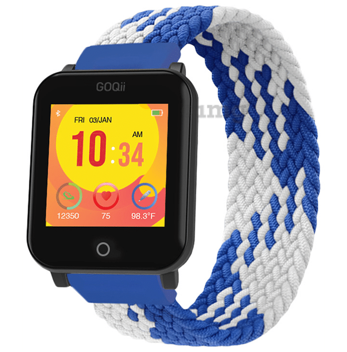GOQii Vital Junior Fitness with 3 Months Health & Personal Coaching Smart Watch Blue and White