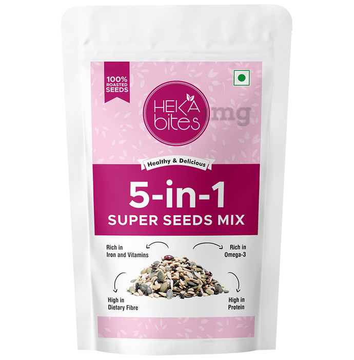 Heka Bites 5 in 1 Super Seeds Mix | Rich in Omega 3, Protein, Fibre & Iron