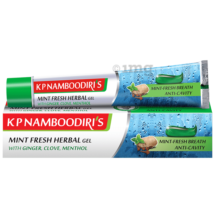 K.P. Namboodiri's Mint Fresh Herbal Gel Toothpaste with Ginger, Clove, Menthol (80gm Each)