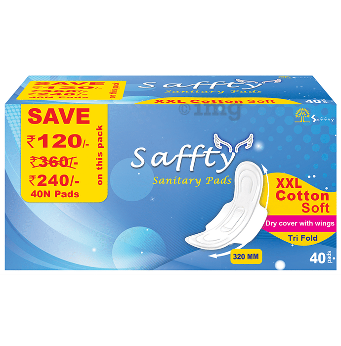 Saffty Sanitary Pads XXL Cotton Soft Tri Fold