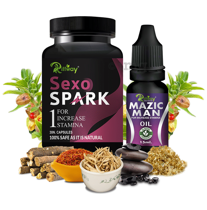 Riffway International Combo Pack of Sexo Spark 30 Capsule &  Mazic Man Oil 15ml