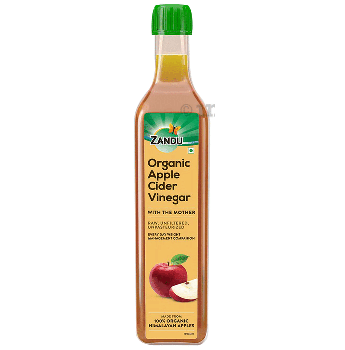Zandu Organic Apple Cider Vinegar ACV with The Mother | Raw, Unfiltered & Unpasteurized
