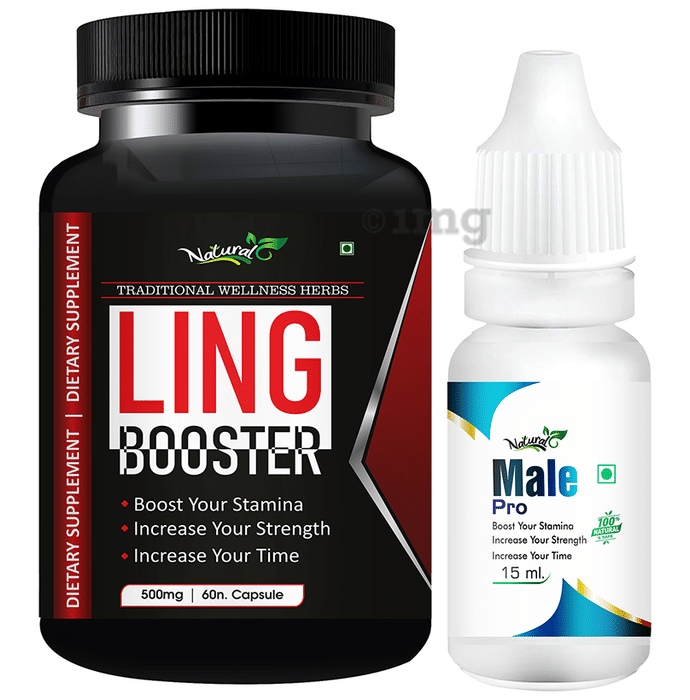Natural Combo Pack of Ling Booster 500mg, 60 Capsule & Male Pro Oil 15ml