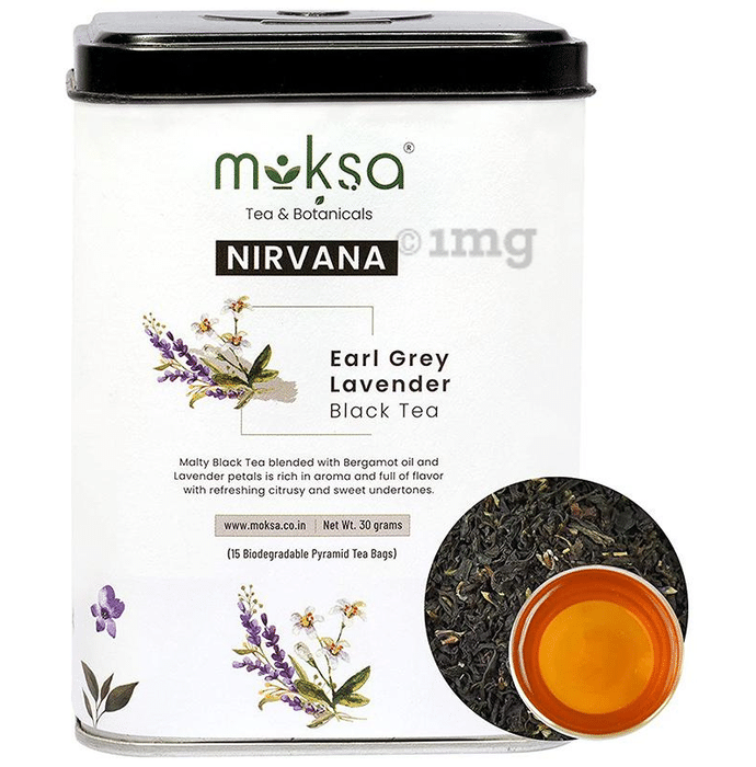 Moksa Nirvana Earl Grey Lavender Black Tea Biodegradable Pyramid Tea Bag