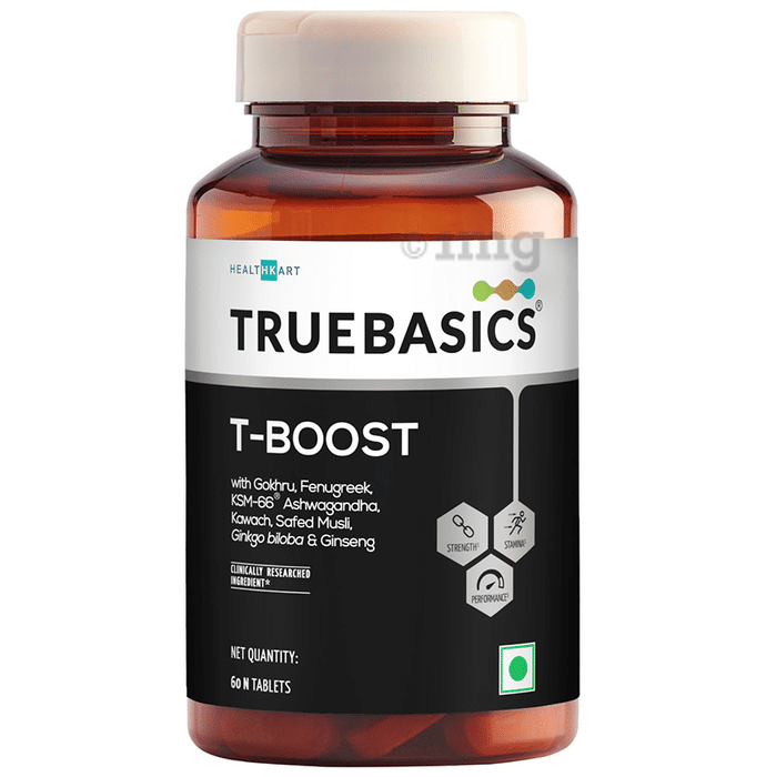 TrueBasics T-Boost Testosterone Supplement Tablet with KSM 66 Ashwagandha for Energy & Stamina