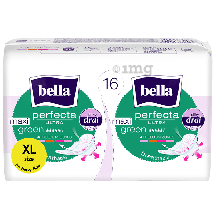 Bella Perfecta Ultra Sanitary Napkins Silky Drai Maxi Green XL