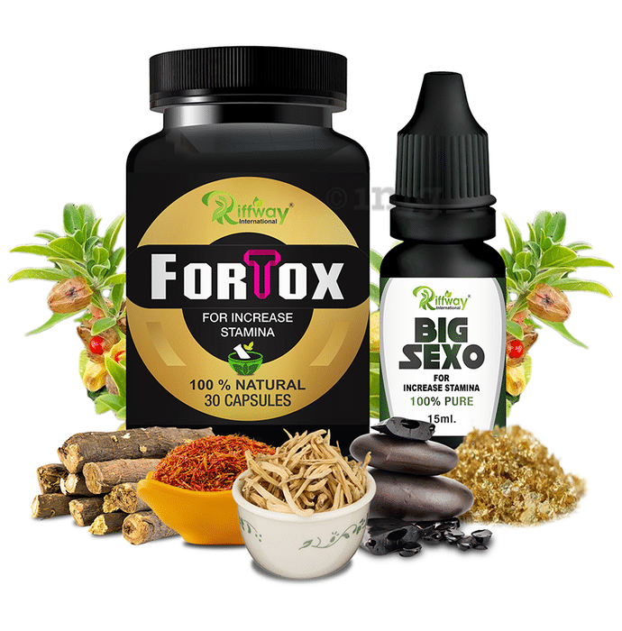 Riffway International combo Pack of Fortox 30 Capsule & Big Sexo Oil 15ml