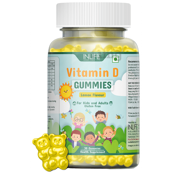 Inlife Vitamin D Gummies Lemon Gluten Free Buy bottle of 30 gummies at