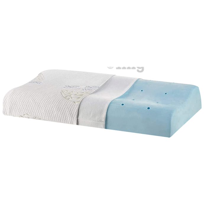 The White Willow Cervical Orthopedic Memory Foam Cooling Gel Contour Pillow Queen