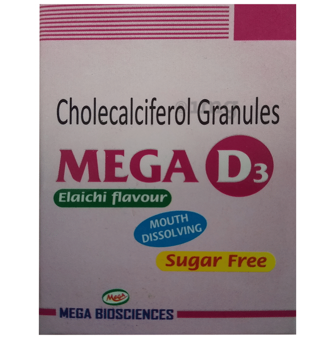 Mega D3 Mouth Dissolving Granules Elaichi Sugar Free