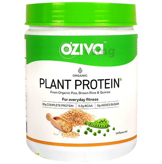 Oziva Organic Plant Protein from Organic Pea, Brown Rice & Quinoa for Everyday Fitness | Unflavoured