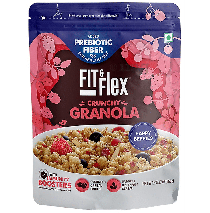 Fit & Flex Happy Berries Granola Oat Rich Breakfast Cereal with Real Fruits
