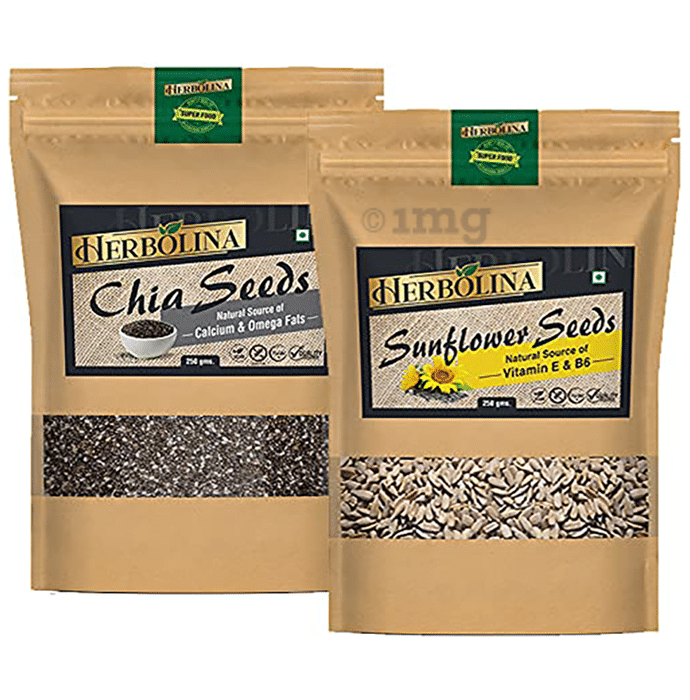 Herbolina Combo Pack of Chia & Sunflower Seed (250gm Each)