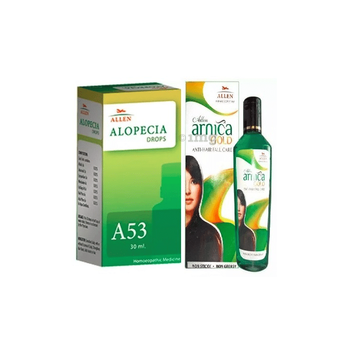 Allen Hair Care Combo Pack of A53 Alopecia Drop 30ml & Arnica Gold Anti-Hairfall Care Oil 110ml
