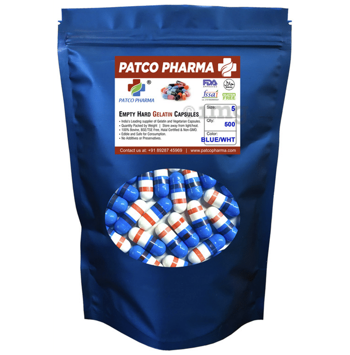 Patco Pharma Empty Hard Gelatin Capsule Size 5 Blue and White