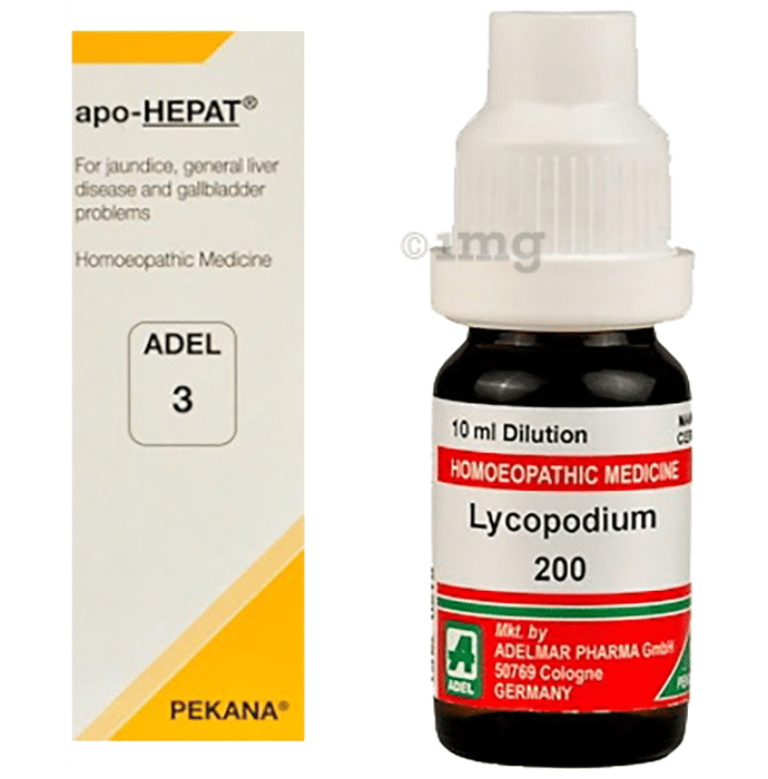 ADEL Liver Care Combo Pack of ADEL 3 Apo-Hepat Drop 20ml & Lycopodium Clavatum Dilution 200 CH 10ml