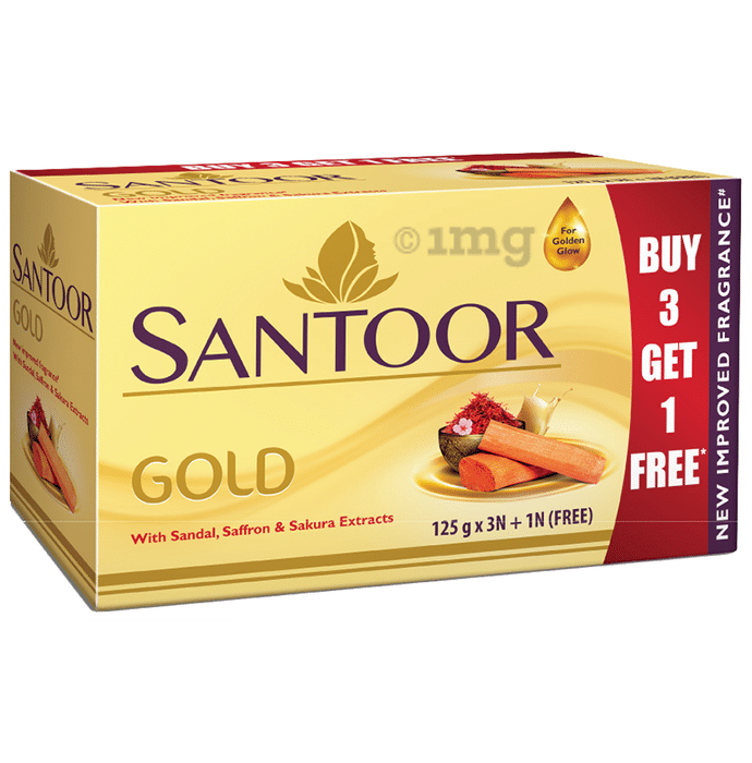 Santoor Gold Soap 125gm (Buy 3 Get 1 Free)
