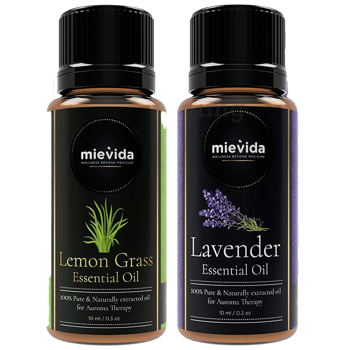 Mievida Combo Pack of Lemon Grass Essential Oil and Lavender Essential Oil (10ml Each)