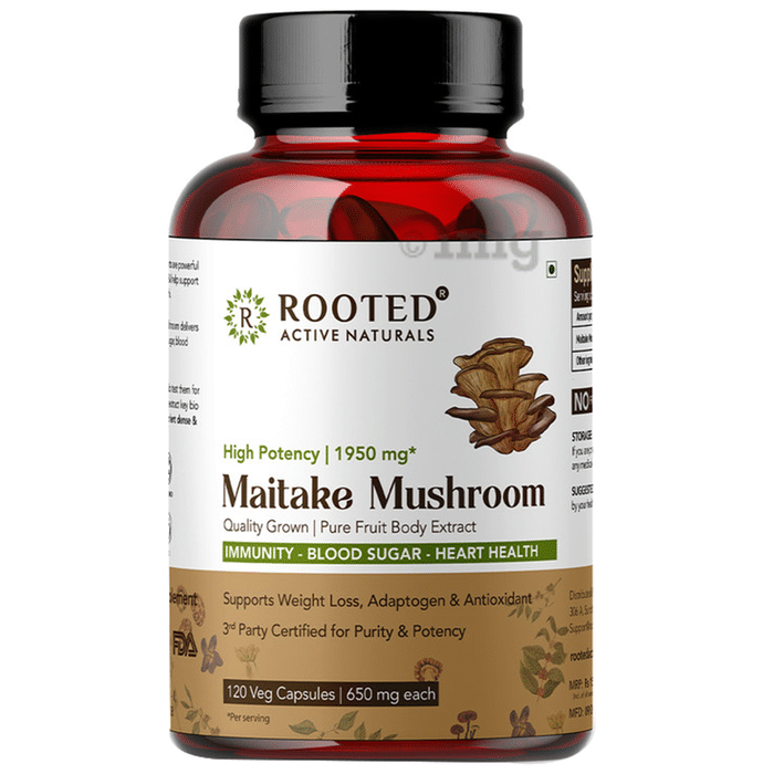 Rooted Active Naturals High Potency Maitake Mushroom 1950mg Veg Capsule