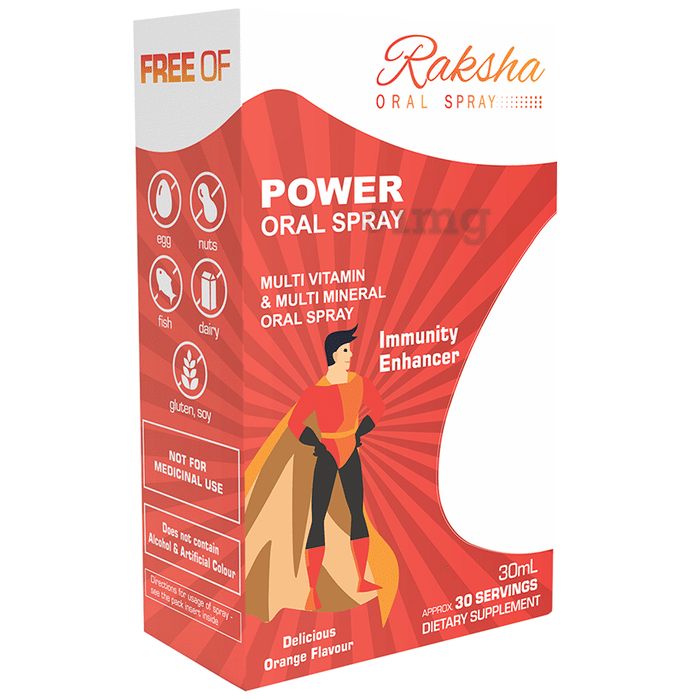 Raksha Power Multi Vitamin & Multi Mineral Oral Spray Delicious Orange