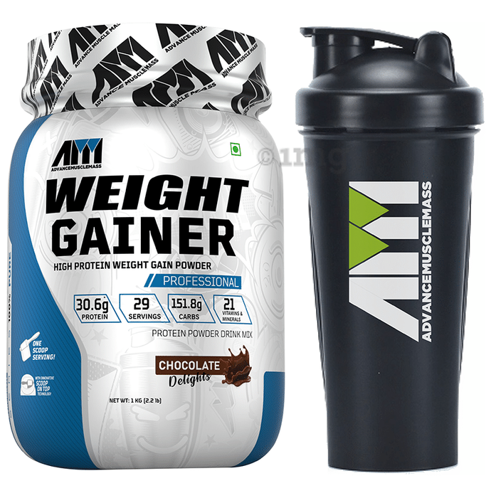 Advance MuscleMass Weight Gainer Powder Chocolate Delight with Shaker 700ml