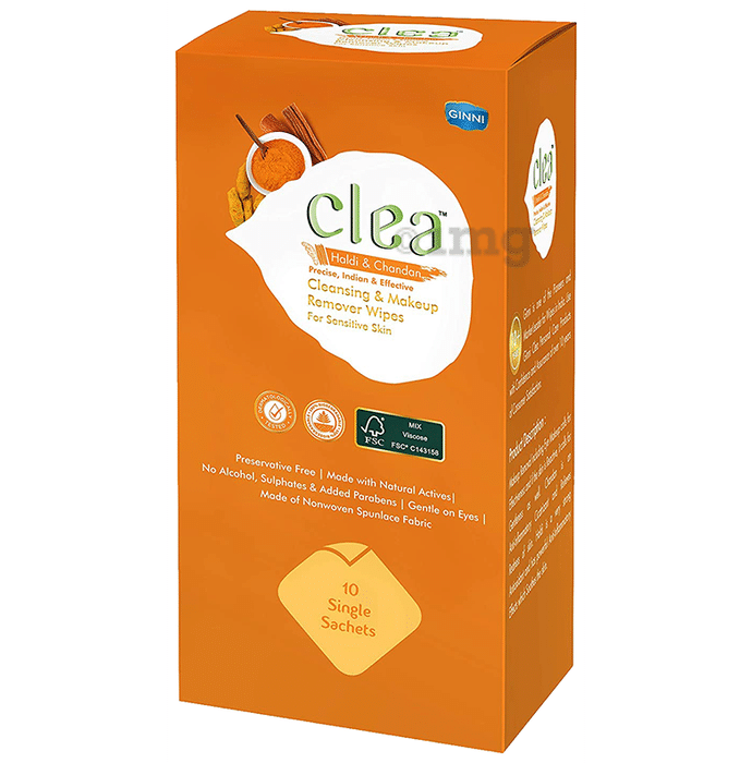 Ginni Clea Cleansing & Makeup Remover Wipes Haldi & Chandan