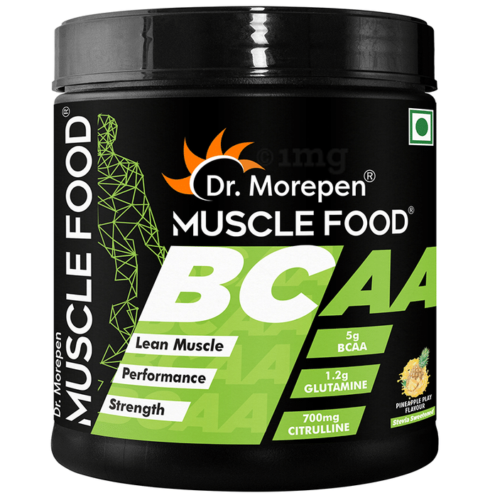 Dr. Morepen Muscle Food BCCA for Lean Muscles, Performance & Strength | Flavour Pineapple Play