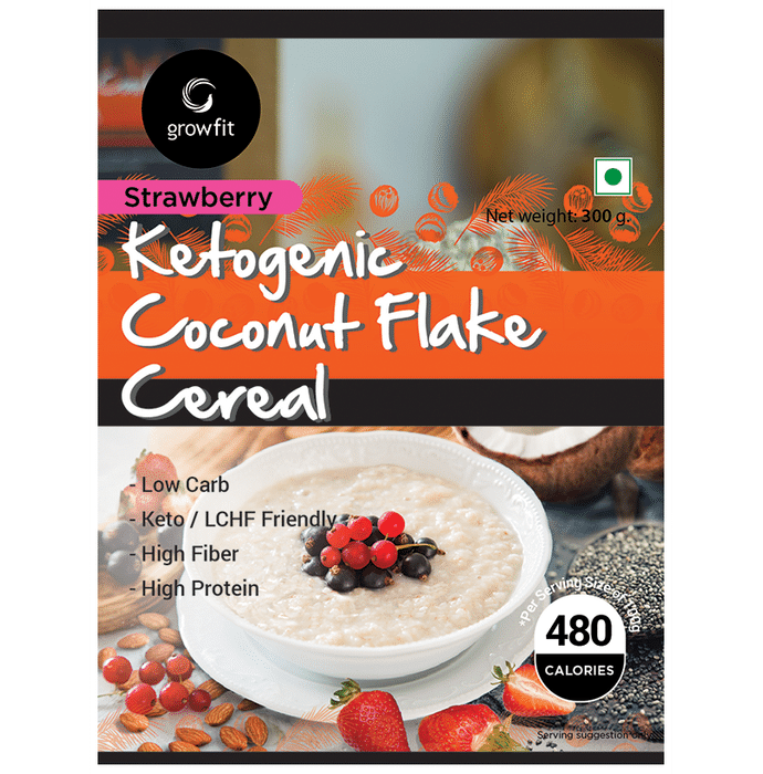 Growfit Ketogenic Coconut Flake Cereal Strawberry