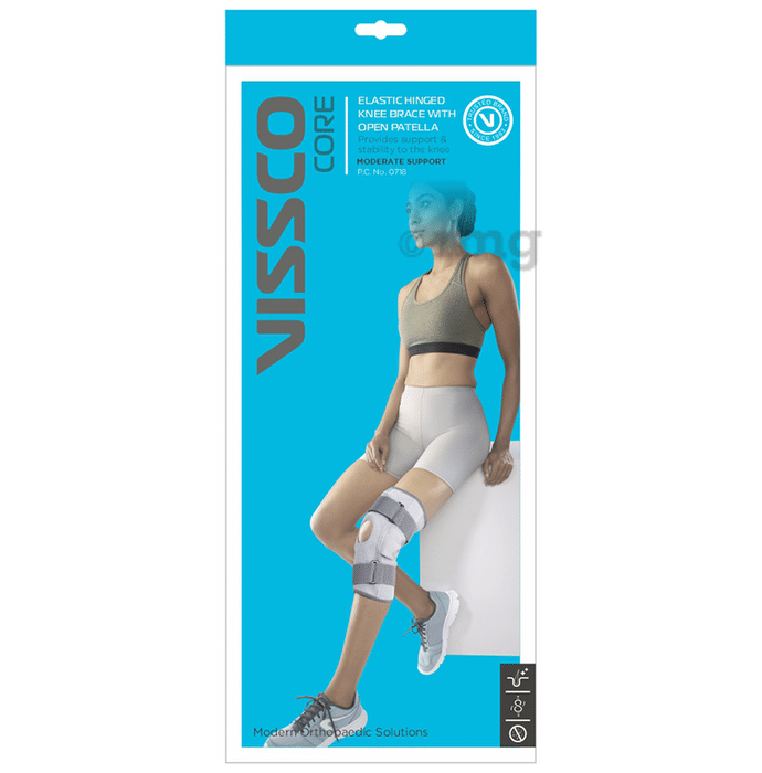 Vissco Elastic Hinged Knee Brace With Open Patella 0718 Grey XL