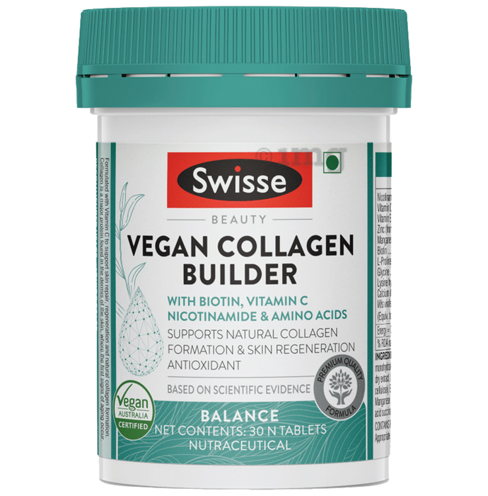 Swisse Beauty Vegan Collagen Builder | With Biotin & Vitamin C for Skin & Antioxidant Benefits | Tablet