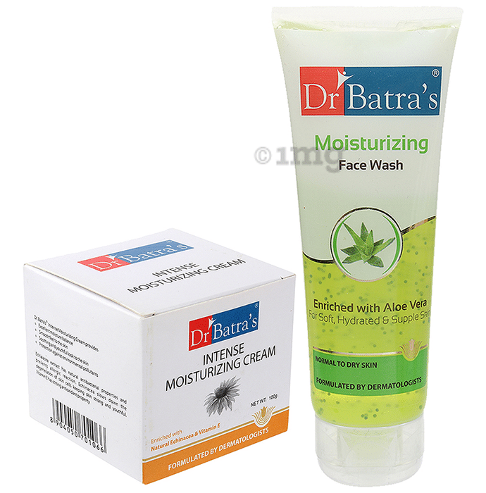 Dr Batra's Combo Pack of Intense Moisturizing Cream and  Moisturizing Face Wash (100gm Each)