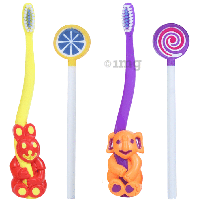 Maxi Oral Care Junior Pack of 2 Bingo Junior Toothbrush and 2 Lollipop Tongue Cleaner
