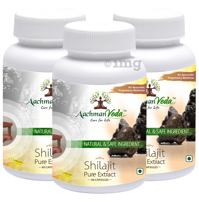 Aachman Veda Shilajit Pure Extract Capsules - 120 Count 