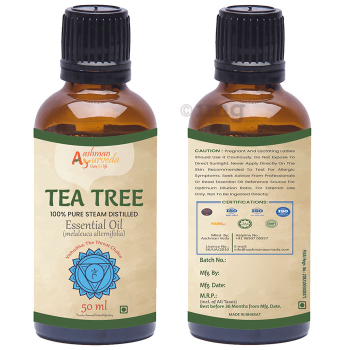 Aashman Ayurveda 100% Pure Steam Distilled Essential Oil (50ml Each) Tea Tree